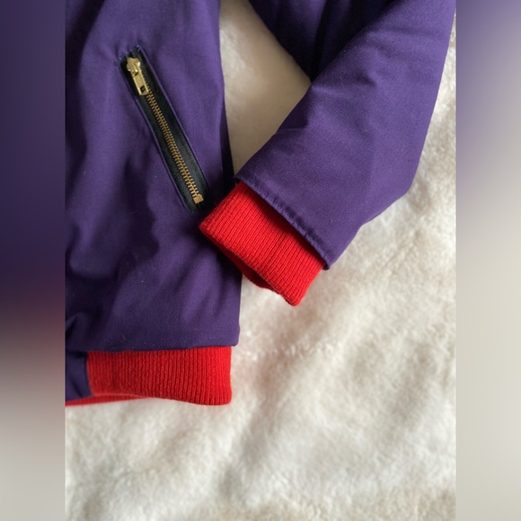 Homemade purple and red bomber coat with real fur hood | S/M | winter | holiday - Picture 11 of 12